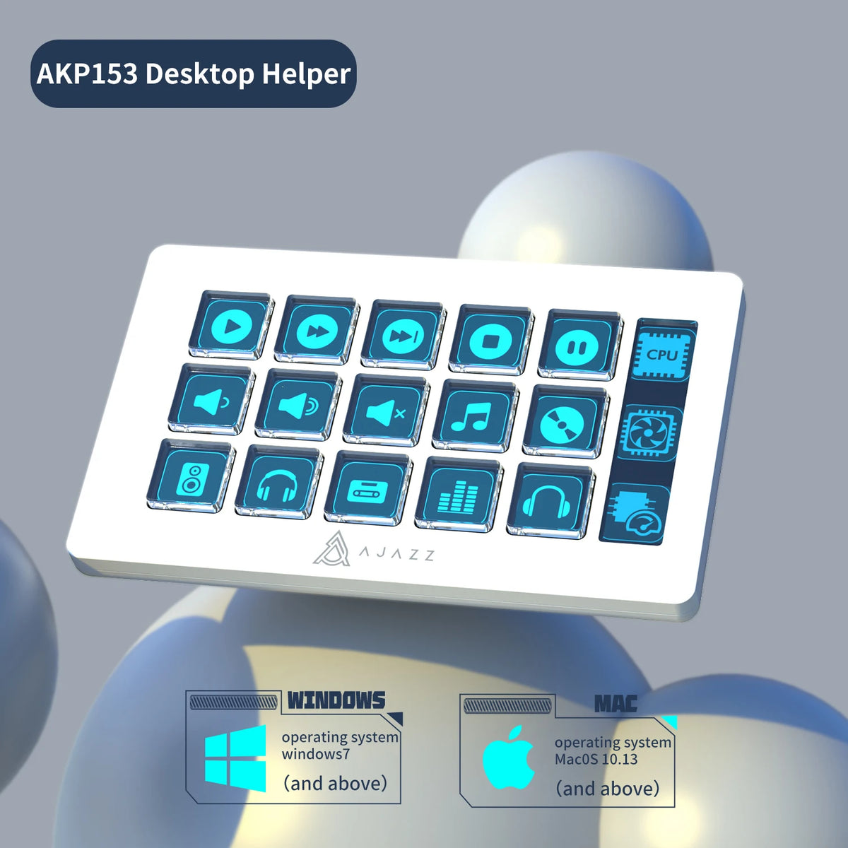 AKP153E/AKP03E Multifunctional Console Panel Desktop Assistente 15 Macro Keys Trigger Actions Custom Mini Keyboard