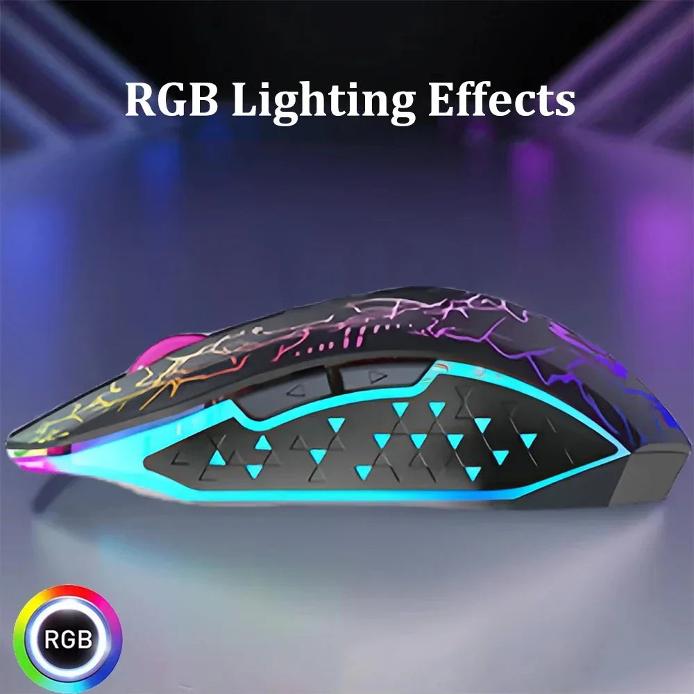 Bluetooth 5.2 Mouse RGB 2.4G Wireless Mouse Dual-Mode Gaming Mouse 6 Buttons Silent Mouse for Macbook Tablet Laptops Computer