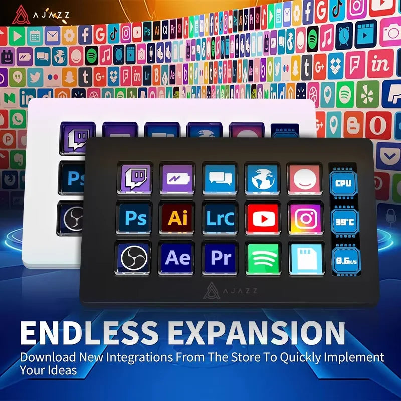 AKP153E/AKP03E Multifunctional Console Panel Desktop Assistente 15 Macro Keys Trigger Actions Custom Mini Keyboard