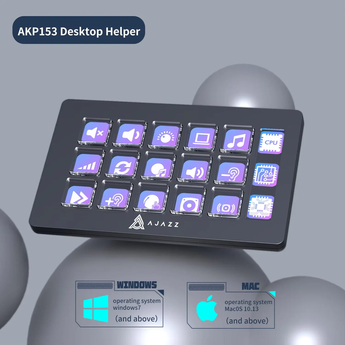 AKP153E/AKP03E Multifunctional Console Panel Desktop Assistente 15 Macro Keys Trigger Actions Custom Mini Keyboard