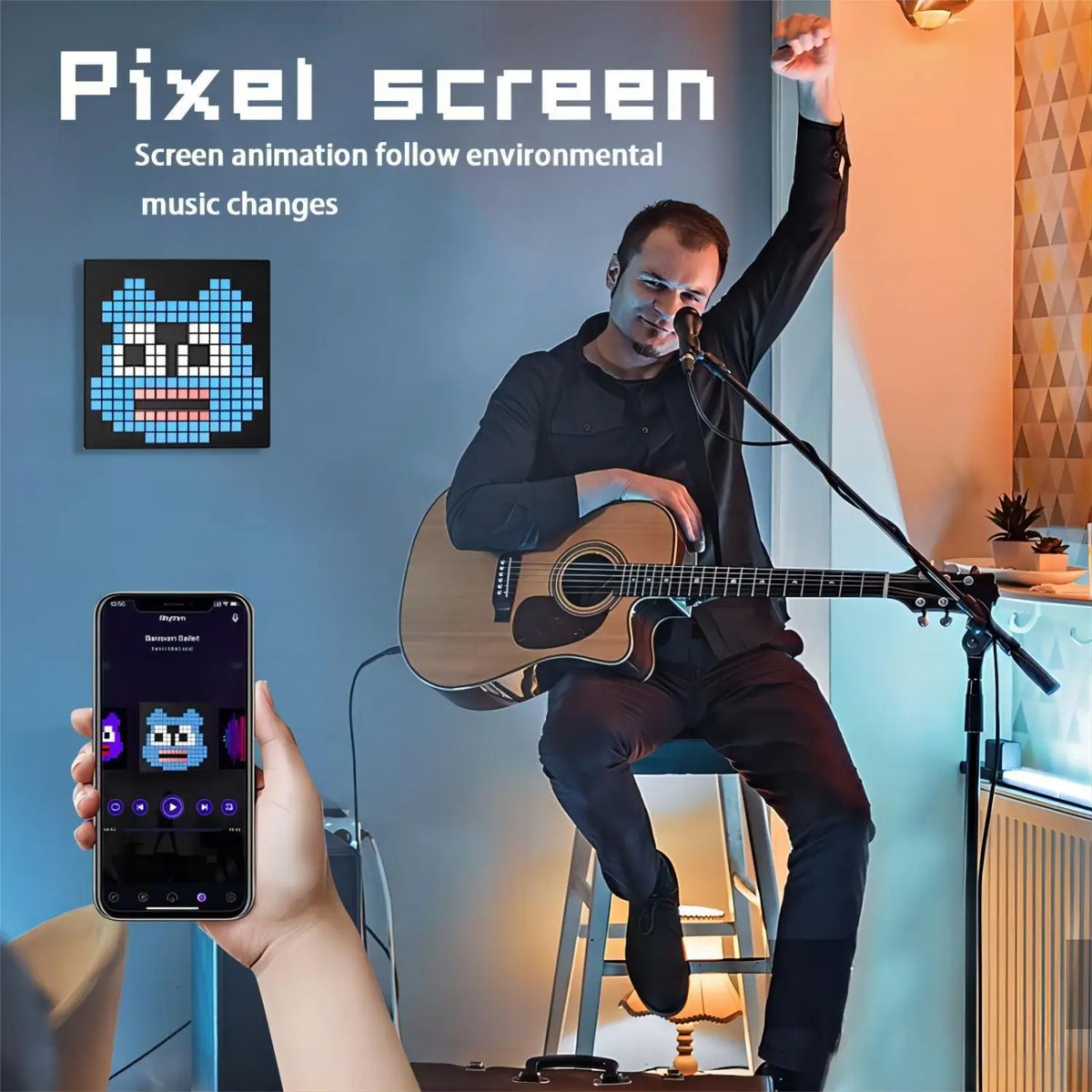 LED Pixel Matrix Bluetooth Smart Display 64X64 RGB Digital Lamp Panel DIY Art Display Gaming Anime Room Decor Frame APP Control