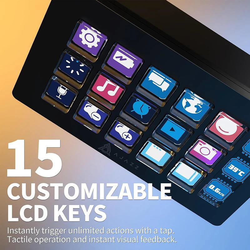 AKP153E/AKP03E Multifunctional Console Panel Desktop Assistente 15 Macro Keys Trigger Actions Custom Mini Keyboard